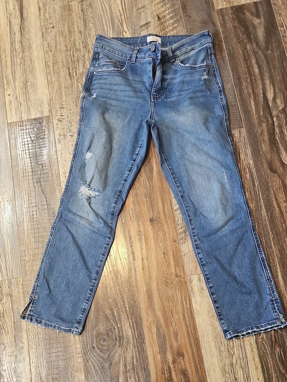 Womens Straight Leg Distressed Jeans